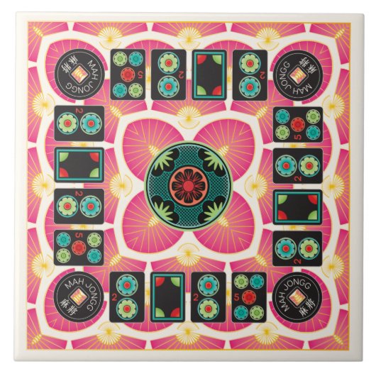 Mah Jongg Fan 2025 Keramische Tegel Tegeltje (Voorkant)