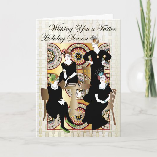 Mah Jongg Festive Feestdagen Kaart (Voorkant)