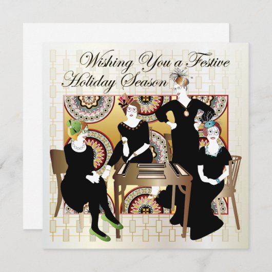 Mah Jongg Festive Flat Kaart (Voorkant / Achterkant)