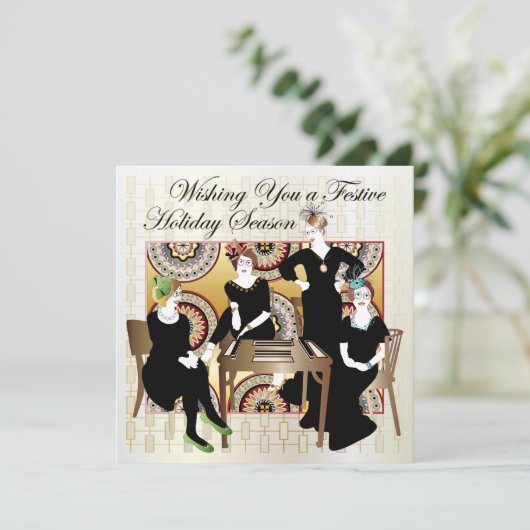 Mah Jongg Festive Flat Kaart (Staand voorkant)