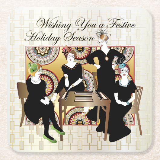 Mah Jongg Festive Kartonnen Onderzetters (Voorkant)