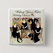 Mah Jongg Festive Vierkante Button 5,1 Cm (Voorkant)