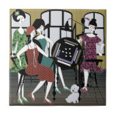 Mah Jongg Flappers Dog Tile Tegeltje (Voorkant)