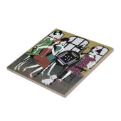 Mah Jongg Flappers Dog Tile Tegeltje (Zijkant)