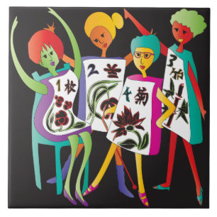 Mah Jongg Flower Dance Tegeltje