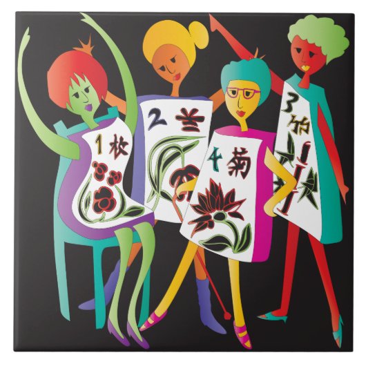 Mah Jongg Flower Dance Tegeltje (Voorkant)