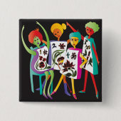 Mah Jongg Flower Dance Vierkante Button 5,1 Cm (Voorkant)