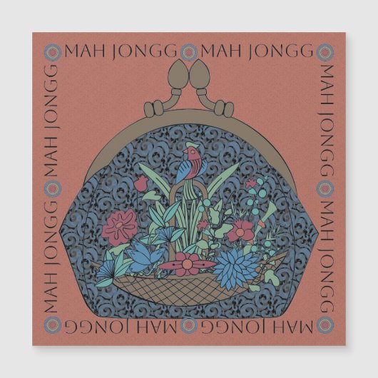 Mah Jongg Flower Purse Flat Magnet (Voorkant)