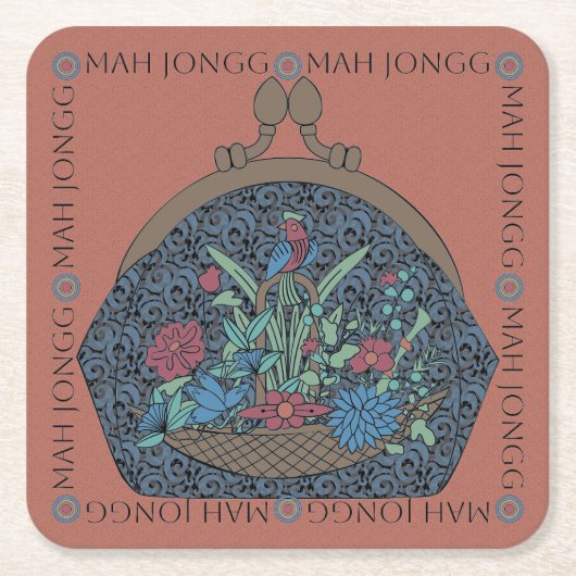 Mah Jongg Flower Purse Onderzetters (Voorkant)