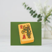 Mah Jongg Flower Tile Briefkaart (Staand voorkant)