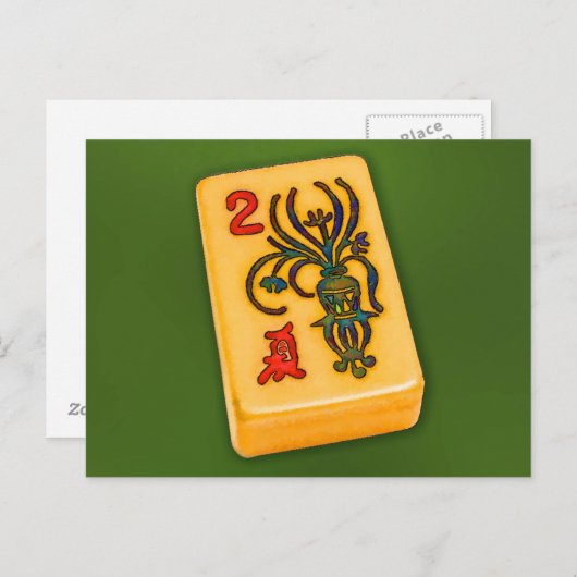Mah Jongg Flower Tile Briefkaart (Voorkant / Achterkant)