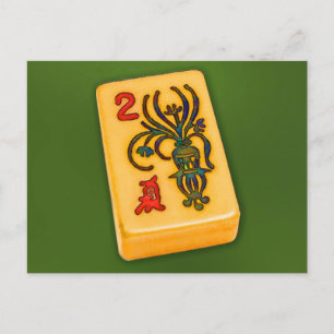 Mah Jongg Flower Tile Briefkaart