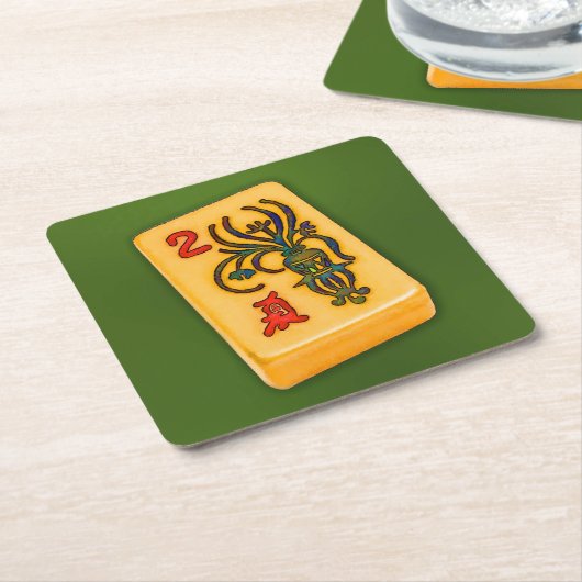 Mah Jongg Flower Tile Kartonnen Onderzetters (Schuin)