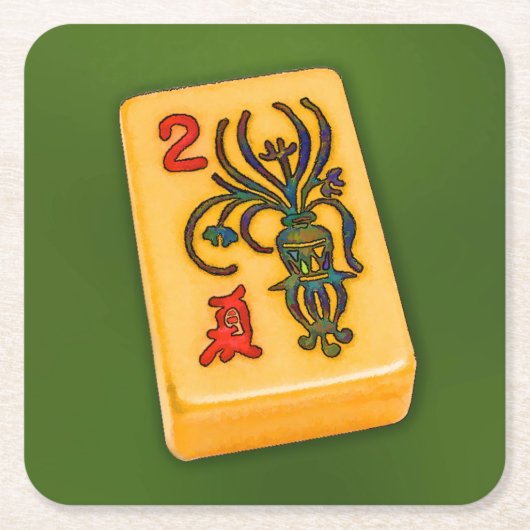 Mah Jongg Flower Tile Kartonnen Onderzetters (Voorkant)