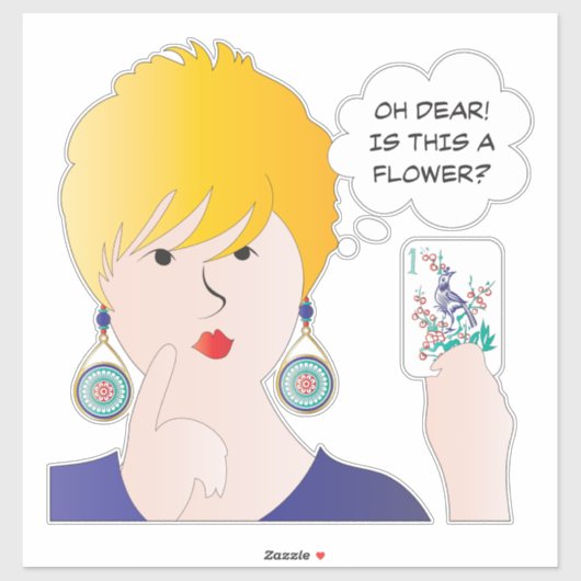 Mah Jongg Flower Vinyl Sticker (Vel)