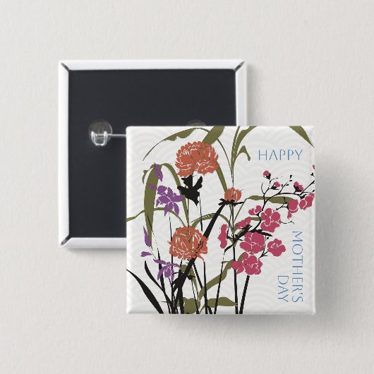 Mah Jongg Flowers Moeders Button (Voorkant /achterkant)