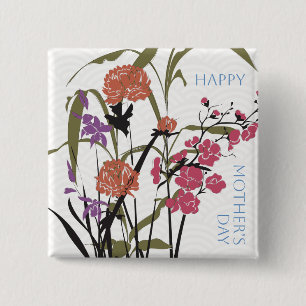 Mah Jongg Flowers Moeders Button