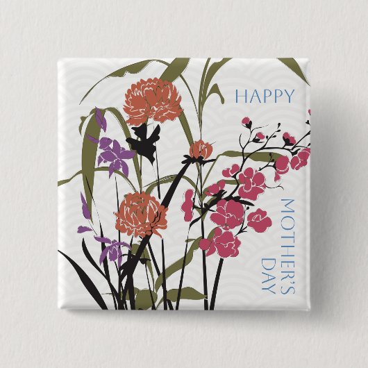 Mah Jongg Flowers Moeders Button (Voorkant)