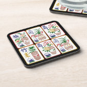 Mah Jongg Flowers & One Circles Bier Onderzetter (Linkerzijde)