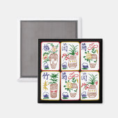 Mah Jongg Flowers & One Circles Magneet (Voorkant / Achterkant)