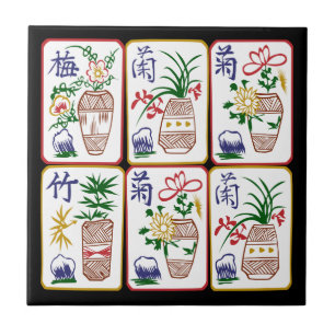 Mah Jongg Flowers & One Circles Tegeltje