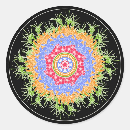 Mah Jongg Flowers Ronde Sticker (Voorkant)
