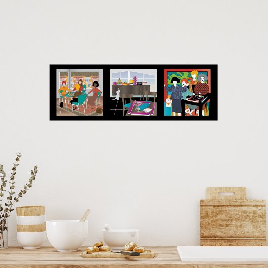 Mah Jongg Game Night Cats Poster (Keuken)