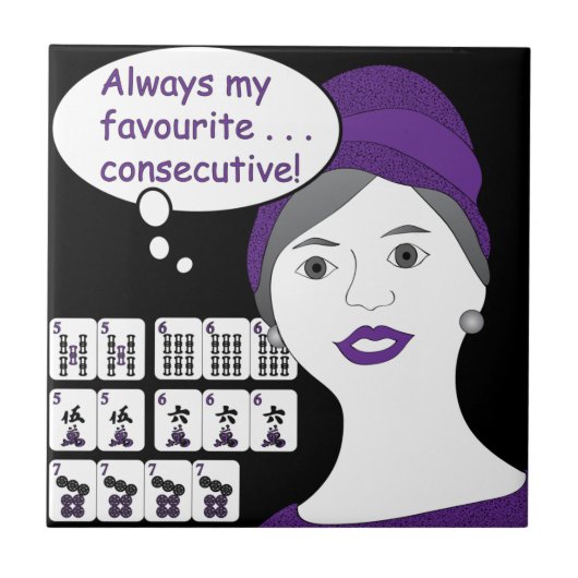 Mah Jongg Gezegden Consecutive Tile Tegeltje (Voorkant)