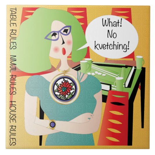 Mah Jongg Gezegden Kvetching Tegeltje (Voorkant)