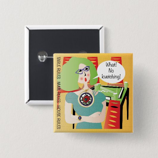 Mah Jongg Gezegden Kvetching Vierkante Button 5,1 Cm (Voorkant /achterkant)