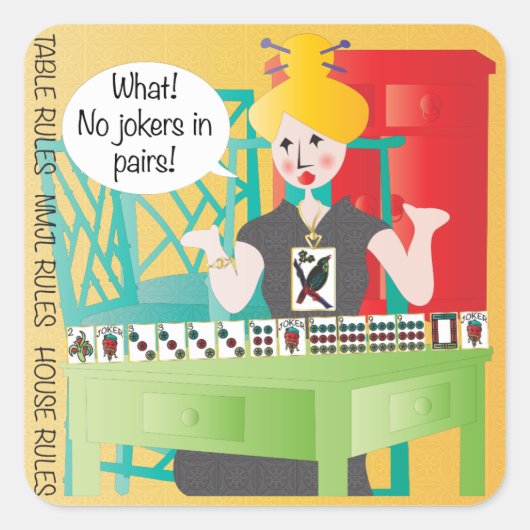 Mah Jongg Gezegden No Jokers Vierkante Sticker (Voorkant)