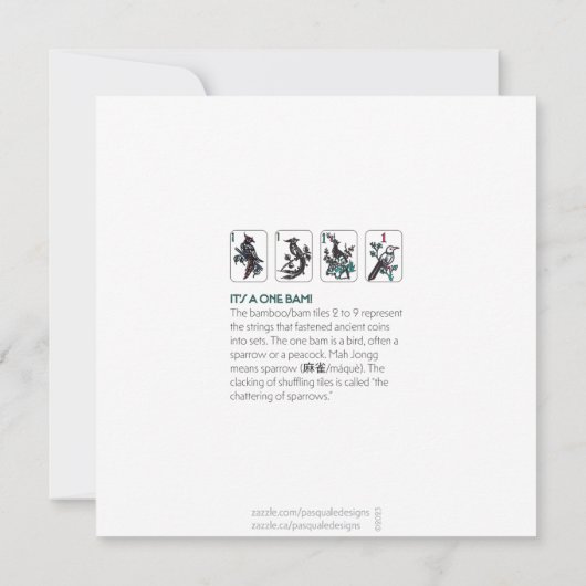 Mah Jongg Gezegden One Bam Flat Kaart (Achterkant)