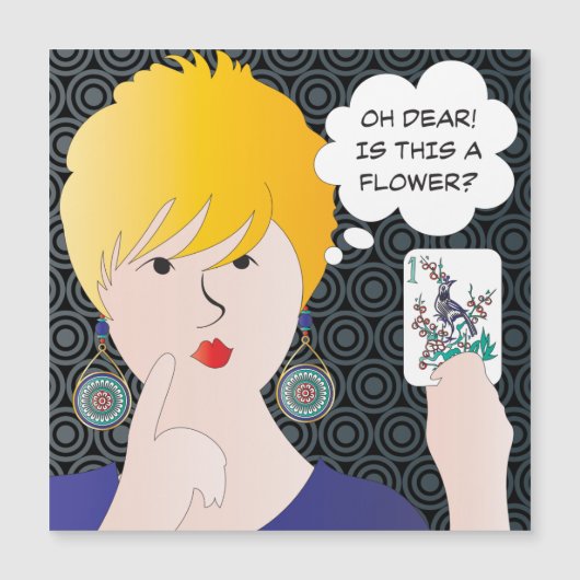 Mah Jongg Gezegden One Bam Magnet Kaart (Voorkant)