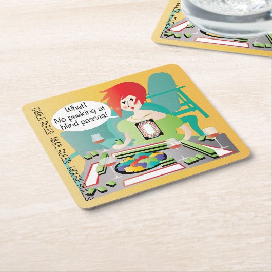 Mah Jongg Gezegden Peek Pass Kartonnen Onderzetters (Schuin)