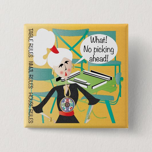 Mah Jongg Gezegden schoppen tegen kop Vierkante Button 5,1 Cm (Voorkant)