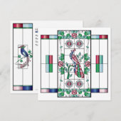 Mah Jongg Glas in lood Birthday Flat Kaart (Voorkant / Achterkant)