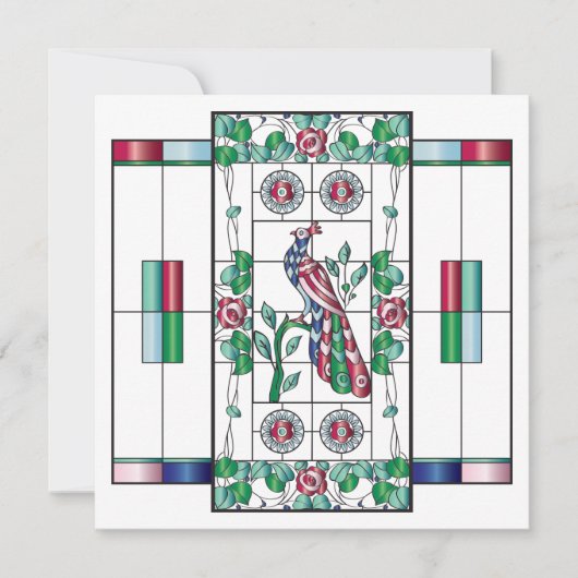 Mah Jongg Glas in lood Birthday Flat Kaart (Voorkant)