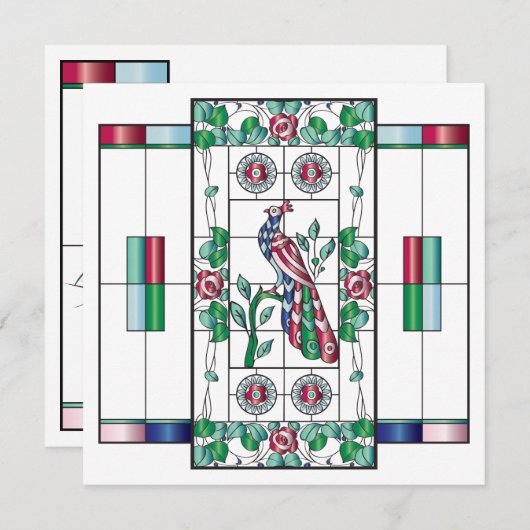 Mah Jongg Glas in lood Flat Kaart (Voorkant / Achterkant)