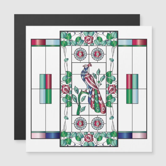 Mah Jongg Glas in lood Magnet Kaart (Voorkant / Achterkant)