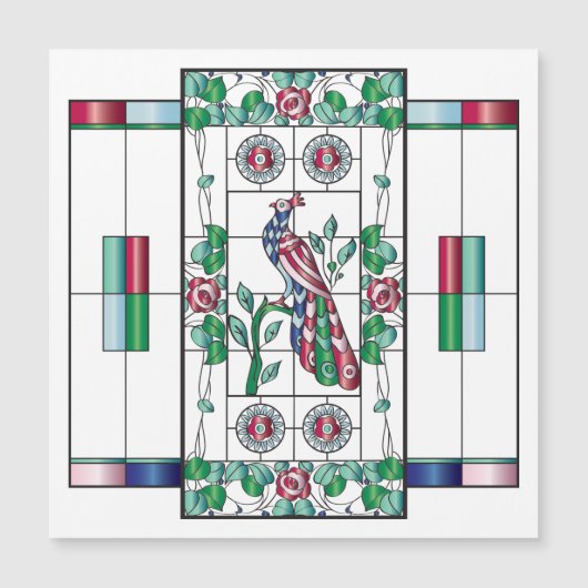 Mah Jongg Glas in lood Magnet Kaart (Voorkant)