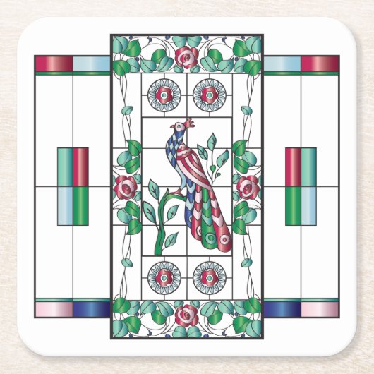 Mah Jongg Glas in lood Onderzetter (Voorkant)