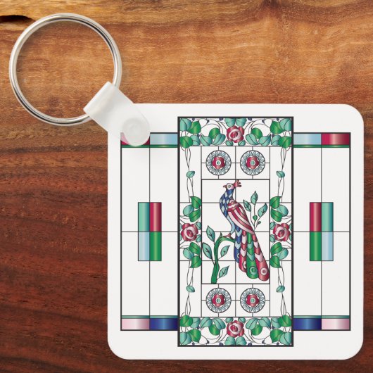 Mah Jongg Glas in lood Sleutelhanger (Voorkant)