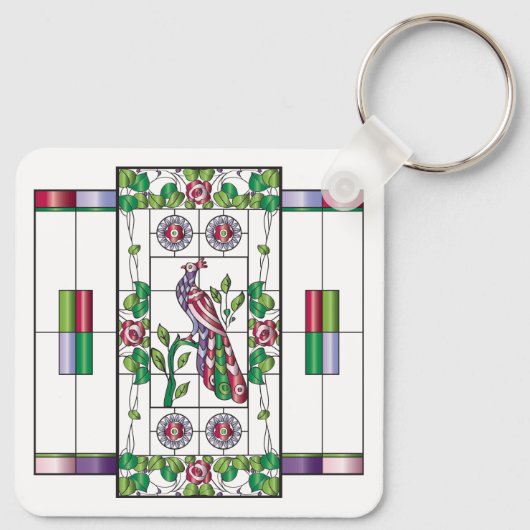 Mah Jongg Glas in lood Sleutelhanger (Achterkant)