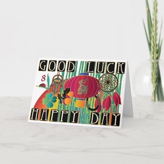 Mah Jongg Good Luck Happy Day Kaart (Voorkant)