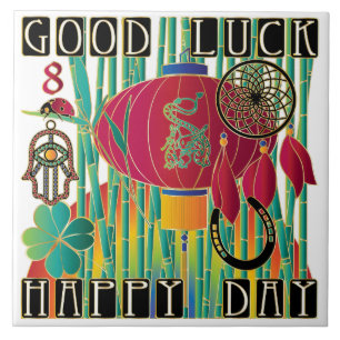 Mah Jongg Good Luck Happy Day Tegeltje