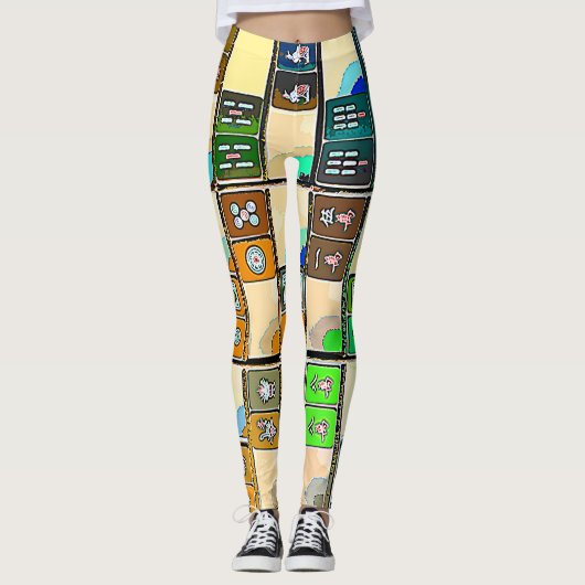 Mah Jongg Graphic Tegels Leggings (Voorkant)