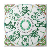 Mah Jongg Green Dragon Tile Tegeltje (Voorkant)