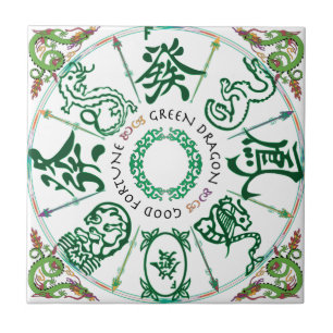 Mah Jongg Green Dragon Tile Tegeltje