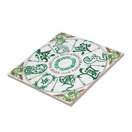 Mah Jongg Green Dragon Tile Tegeltje (Zijkant)