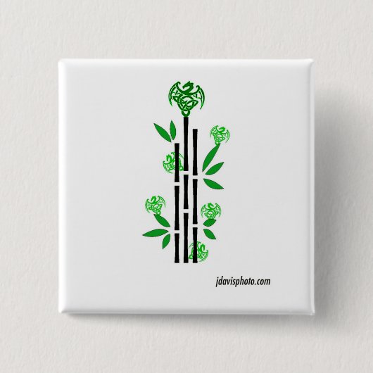 Mah Jongg Green Dragons Pin Vierkante Button 5,1 Cm (Voorkant)